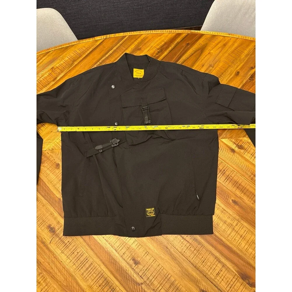 YSLB Men’s Black Multi Pocket Cargo Bomber Jacket Techwear Windbreaker L